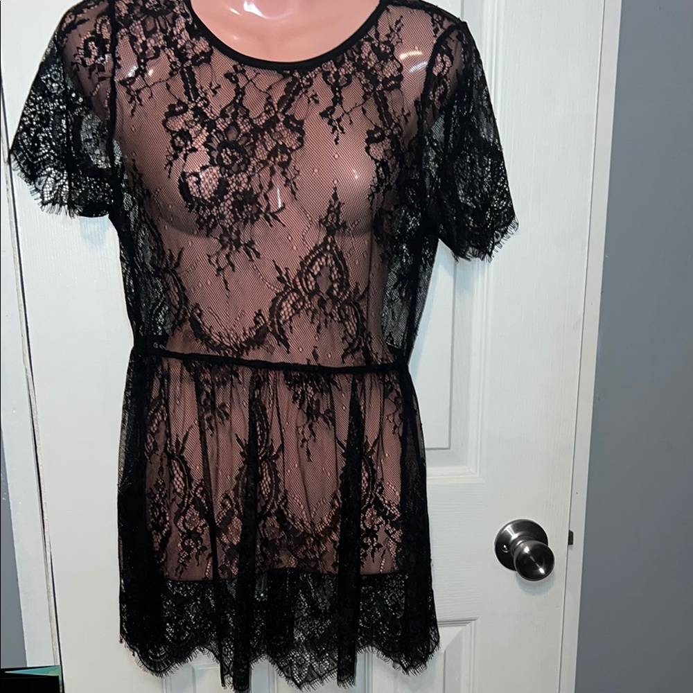 Elegant Black Lace Sheer Top